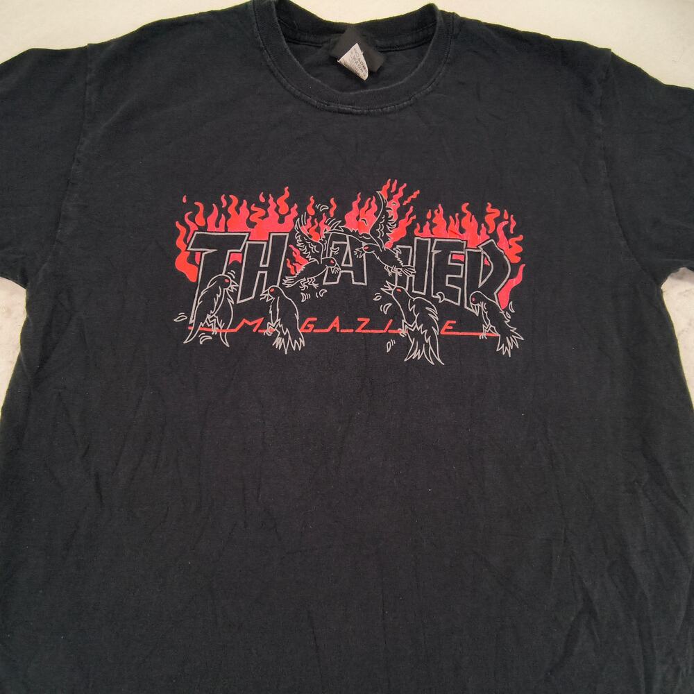 Thrasher Magazine Crew Neck Short Sleeve Graphic Shirt Mens Size M Black Red